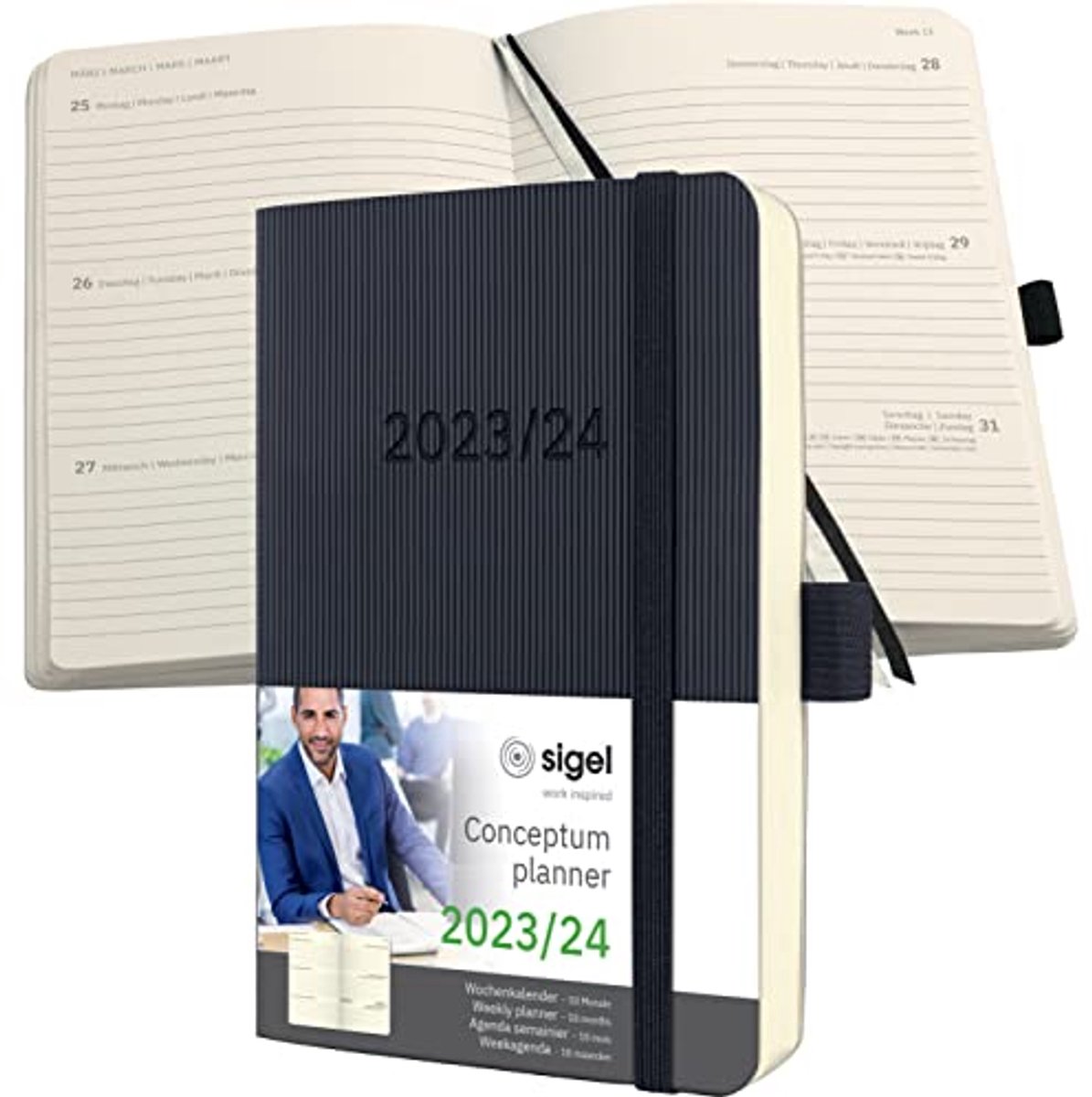 Weekkalender 2023/2024 A6, Zwart, Softcover - 240 Pagina's, Elegant en Praktisch