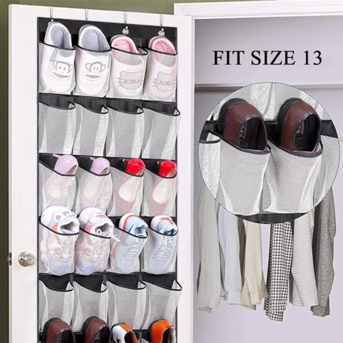24 Zakken Over Deur Hanger voor Schoenen - Slimme Organizer en Opslagoplossing
