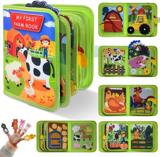 Montessori-boek, Busy Board, 1 jaar, 23-in-1, boerderij, Busy Book