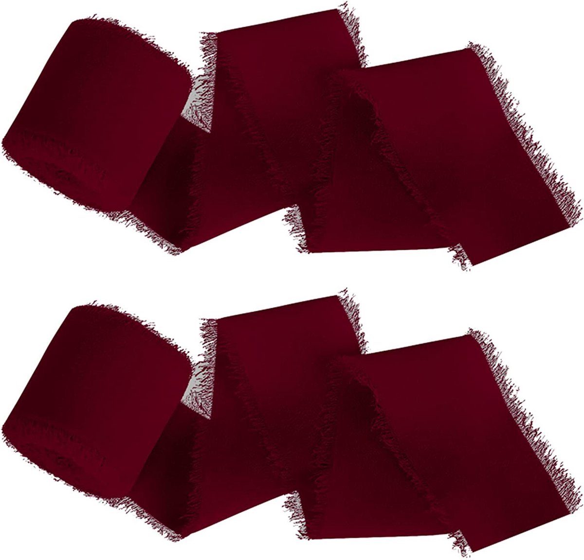 Chiffon lint, 4 cm * 5 m gemengde kwastlintset, geschikt voor huwelijksuitnodigingen, boeketten, cadeauverpakkingen, doe-het-zelf knutselwerkjes, 3 rollen,Bourgondië