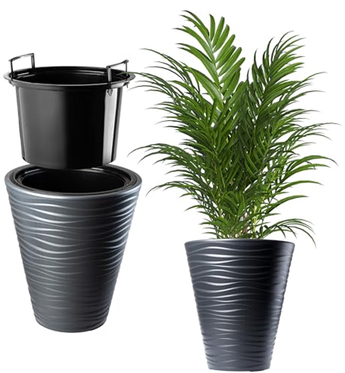 Ronde bloempot voor binnen en buiten, Ø 35 cm, antraciet