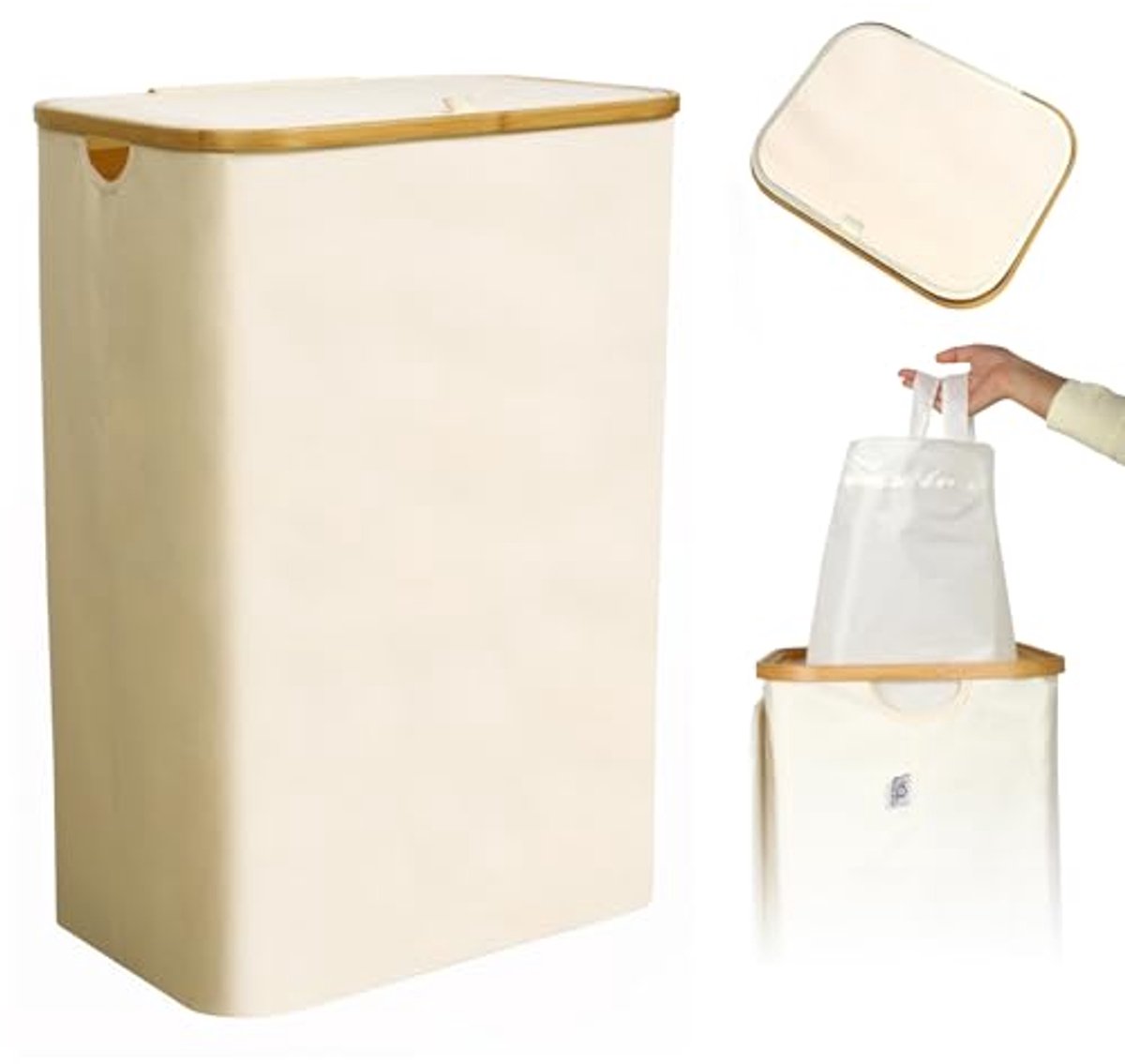 Wasmand met Deksel en Handvat, 100 Liter - Opvouwbare en Ruimtelijke Wasverzamelaar voor Badkamer en Slaapkamer