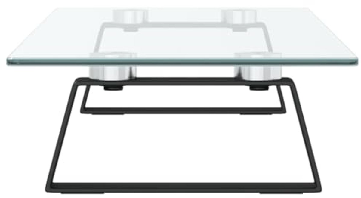 Monitorstandaard in zwart - Glas en metaal, 60x20x8 cm