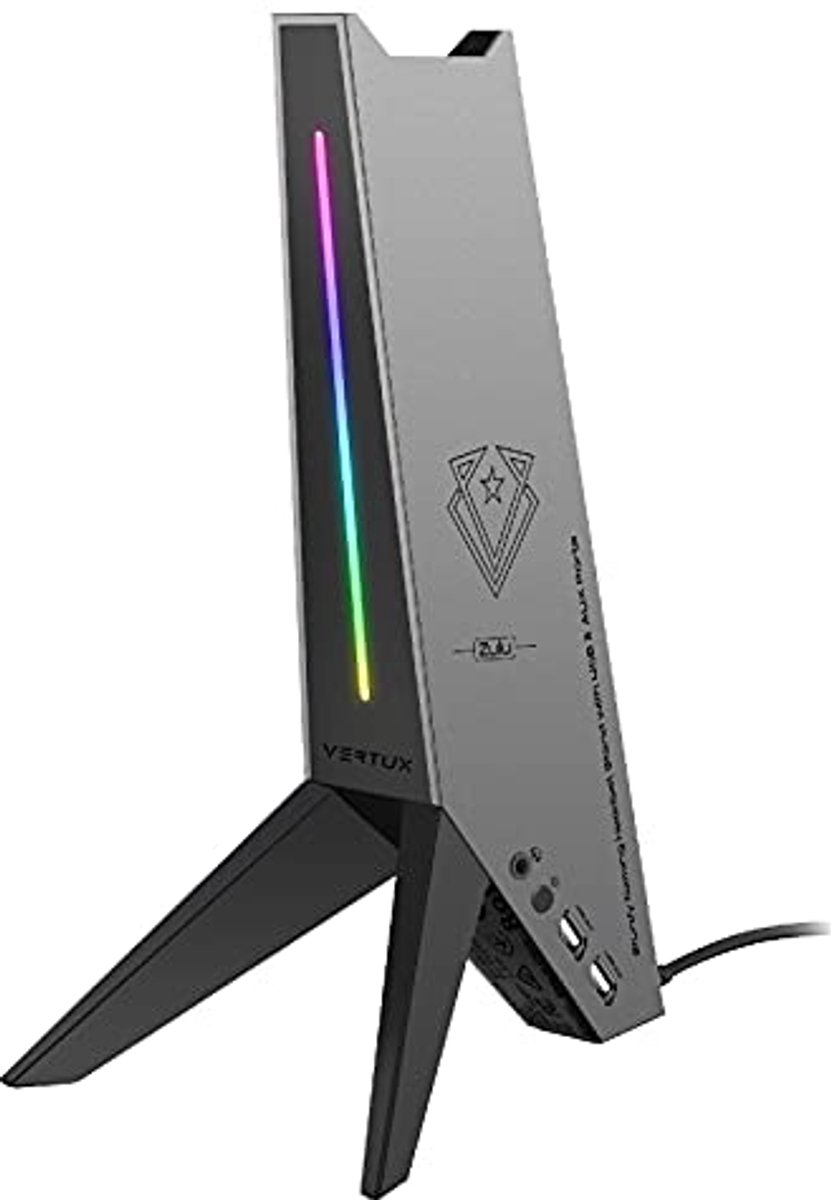 RGB Gaming Hoofdtelefoonstandaard met USB Poorten en AUX-Aansluiting