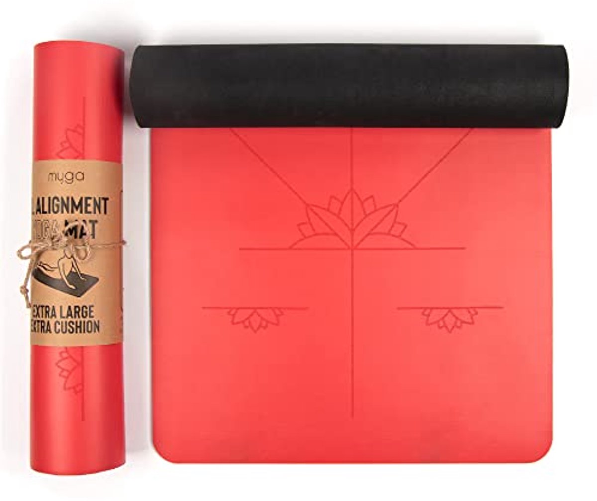 Extra Grote Antislip Yogamat met Uitlijningslijnen voor Pilates en Fitness