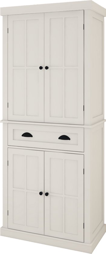 Garde- Cuisine Merax 71" avec 4 Portes , tiroir et 2 Planches réglables, meuble de rangement autonome pour Cuisine , salle à manger ou salon, Wit