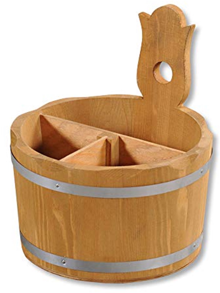 Opbergbox / Bestekbak Ø 17 cm - Houten Organisator voor Keuken