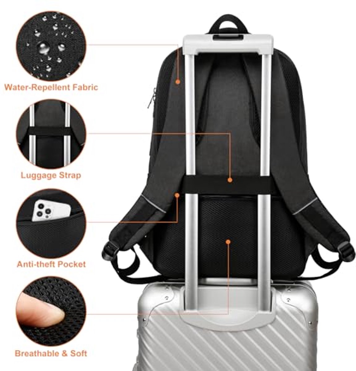 Laptop Rugzak 17,3 inch met Geïsoleerde Koeltas en USB Oplaadpoort voor Picknick, Werk, College en Reizen