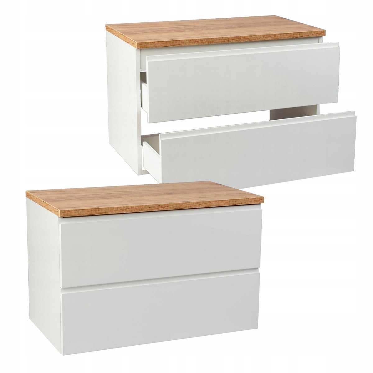 STAMAR - Hangende Badkamerkast met Eiken Blad 60 cm Front - Wit
