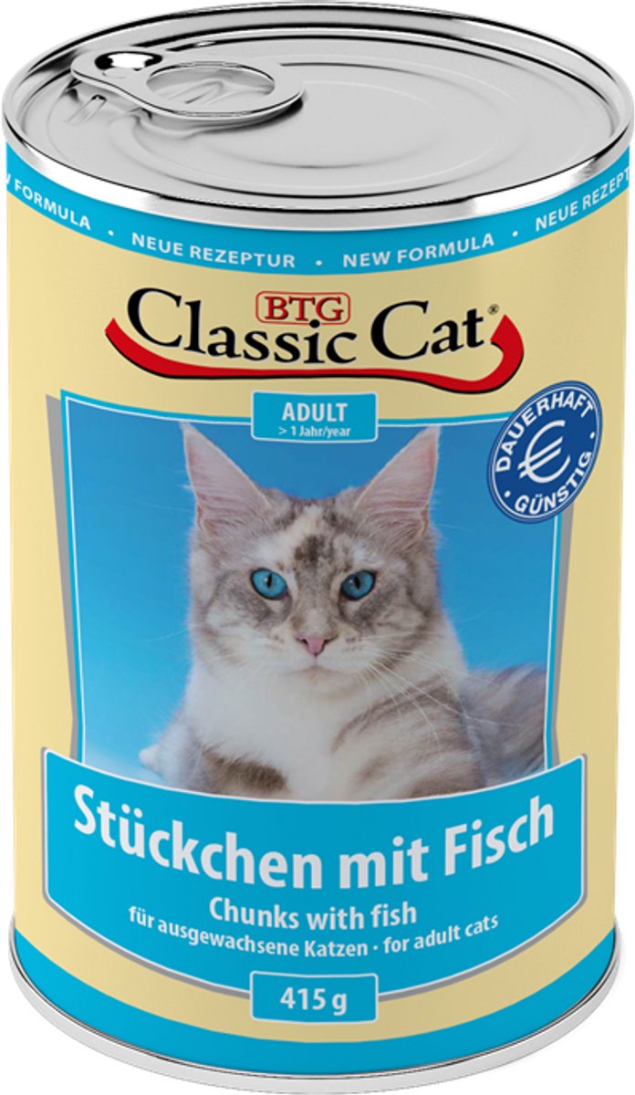 Classic Cat - blikje stukjes 12x415g - Vis