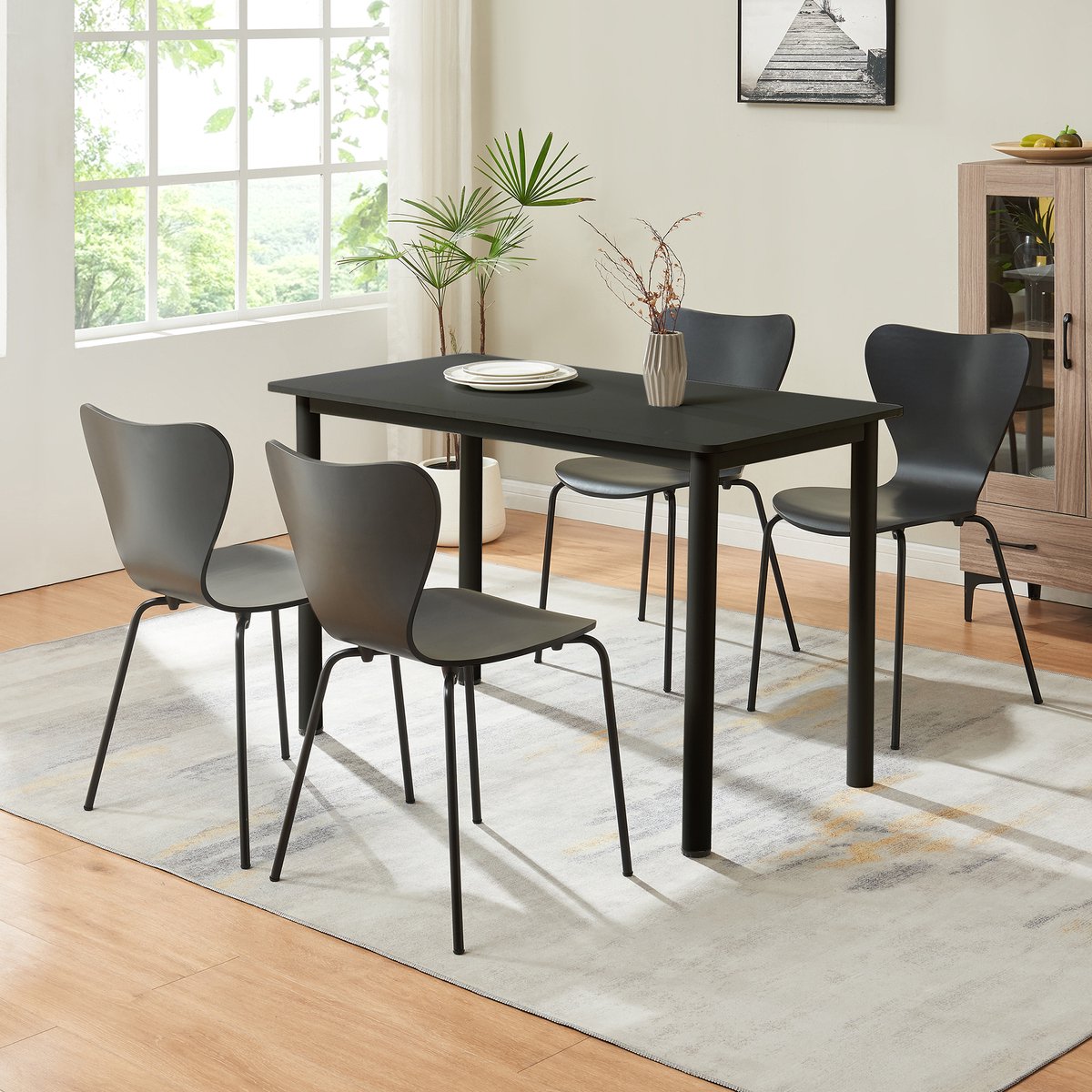 Eetkamerstoel Essunga 80x48x46 cm set van 4 zwart [en.casa]
