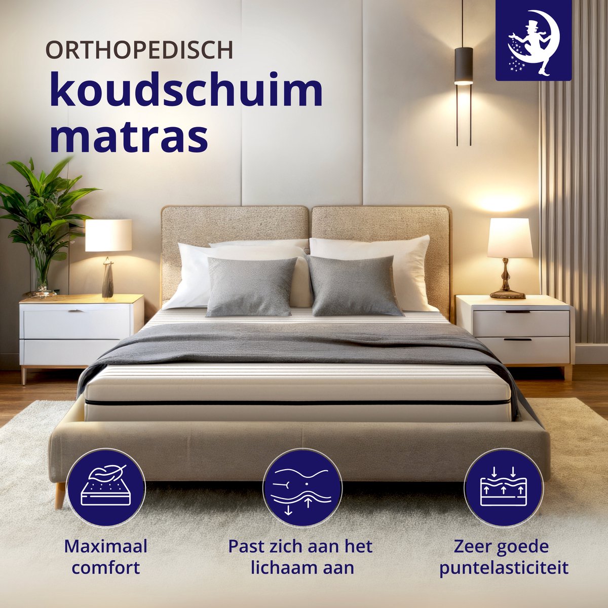 Matras 80 x 190 cm - Hoogte ca. 15 cm - Ergonomische matras - Koudschuimmatras met 7 zones - Matras 80 x 190 eenpersoons - Ademende matrassen - Matras Stevig