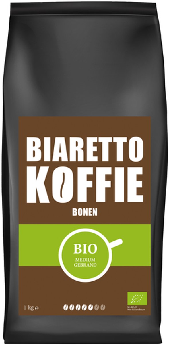 Koffie Biaretto bonen regular biologisch 1000 gram