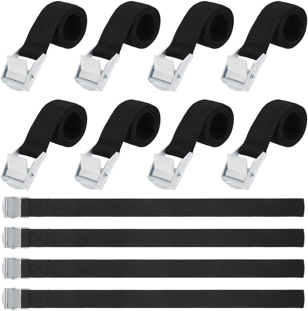 Spanbanden - 10 Stuks - Met Klemgesp - Voor Fiets Motor Camping - Zwart 60 cm