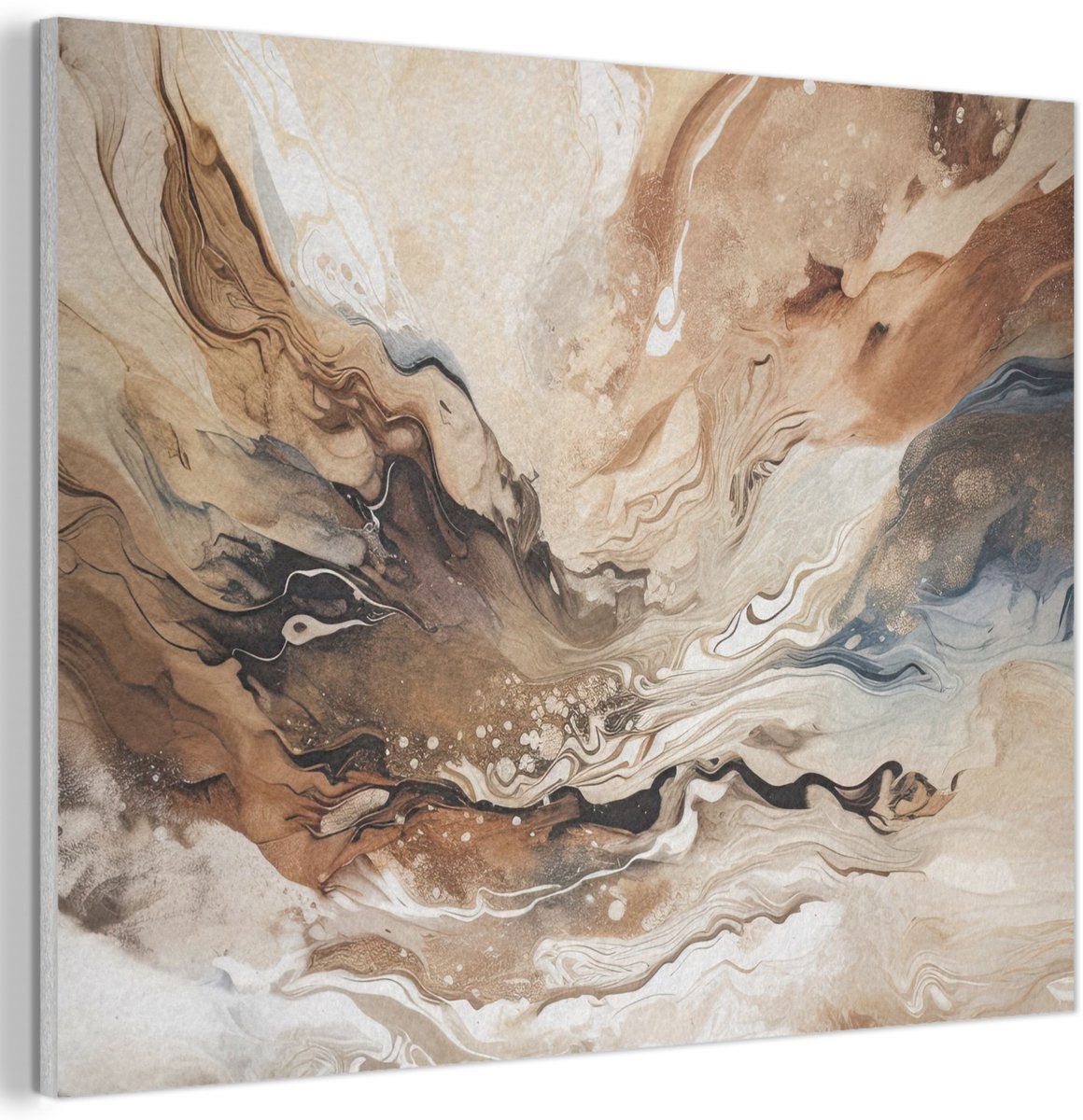 Akoestisch wandpaneel 80x60 cm - Vilt schilderij Abstract - Kunst - Verf - Beige - Modern - Akoestische panelen - Geluidsdempende wanddecoratie - Geluidsisolatie woonkamer - Muurdecoratie geluidspanelen