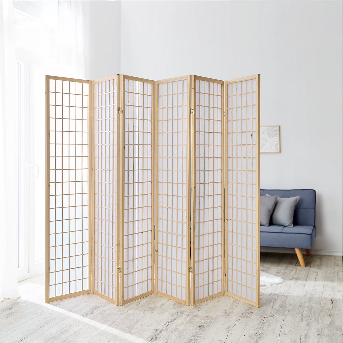 Homestyle4u Kamerscherm - 264x175 cm - bruin - 6-delig - Shoji