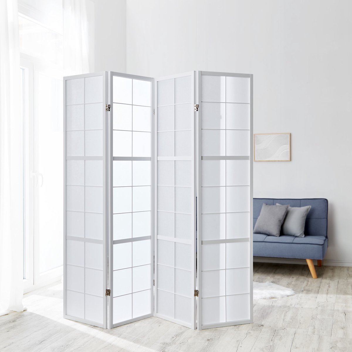 Homestyle4u Kamerscherm 4 panelen - 176x175 cm - Wit - 4-delig - Shoji