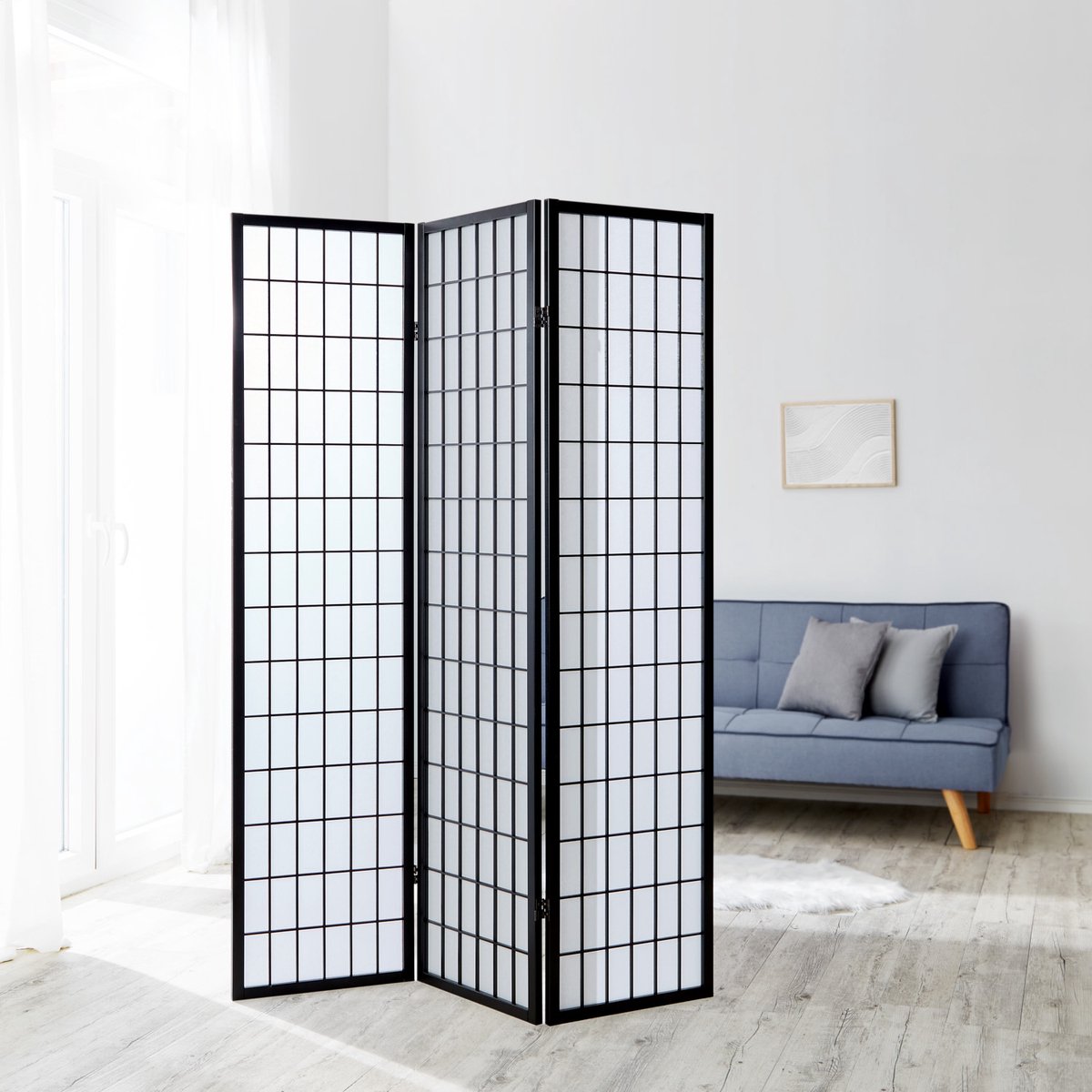 Homestyle4u Kamerscherm - 132x175 cm - zwart - 3-delig - Shoji