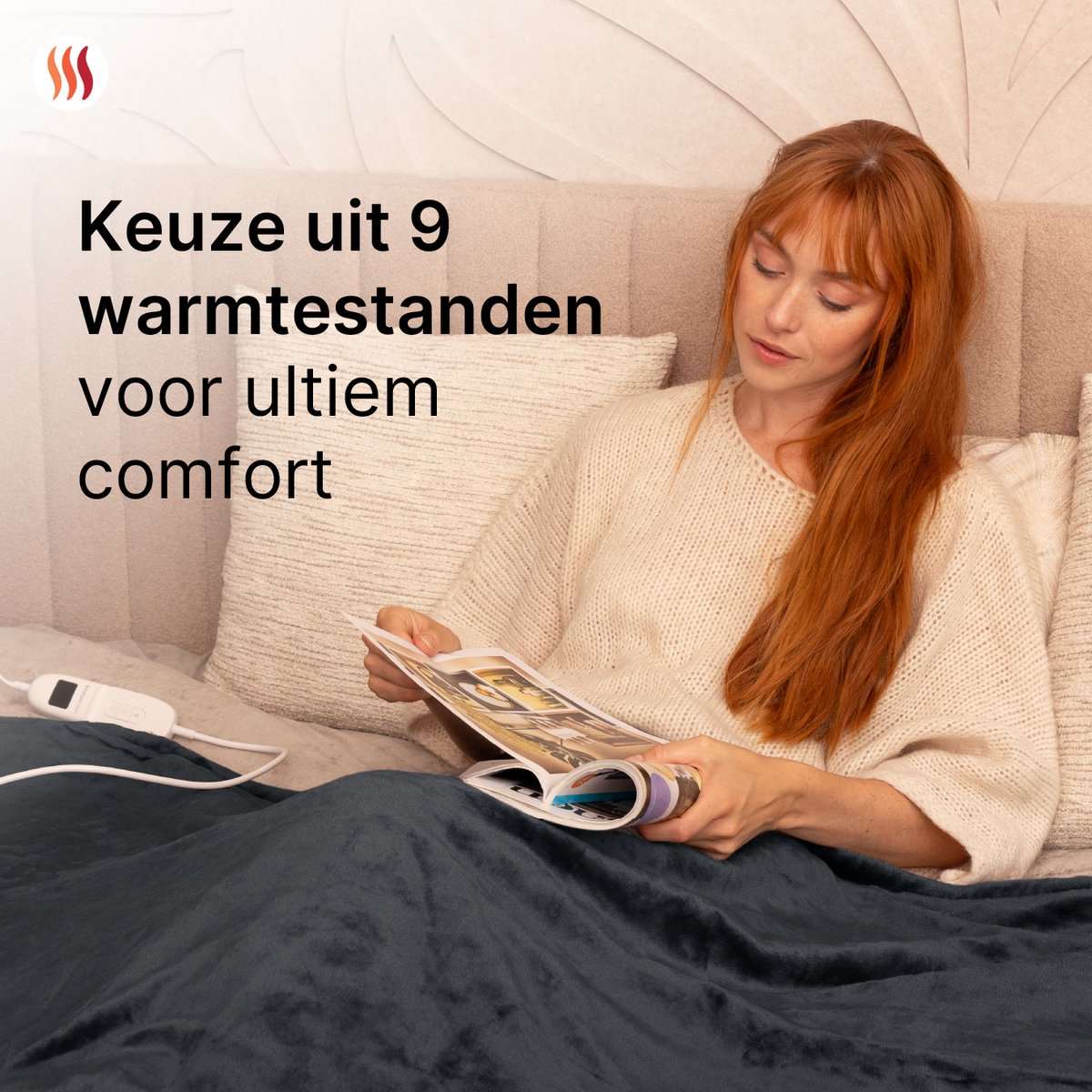 Seranova Elektrische Deken XXL - 180x160 cm - 2 Persoons Bovendeken - Warmtedeken - Dubbelzijdig Fleece Sherpa - Antraciet Grijs – foto 5