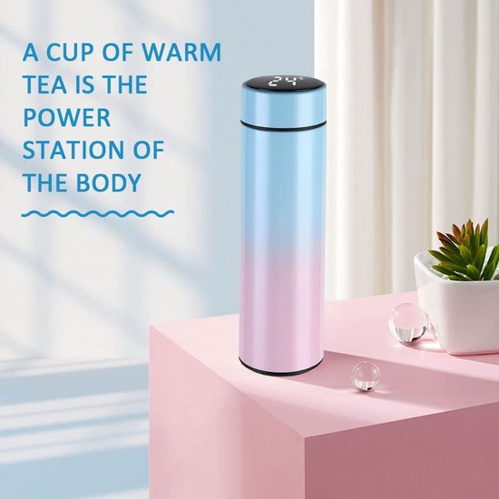 Tasse isolée sous vide, bouteille thermos de 500 ml, bouteille isotherme en acier inoxydable 304 avec écran tactile LCD et affichage de la température – Idéal pour les boissons chaudes et froides