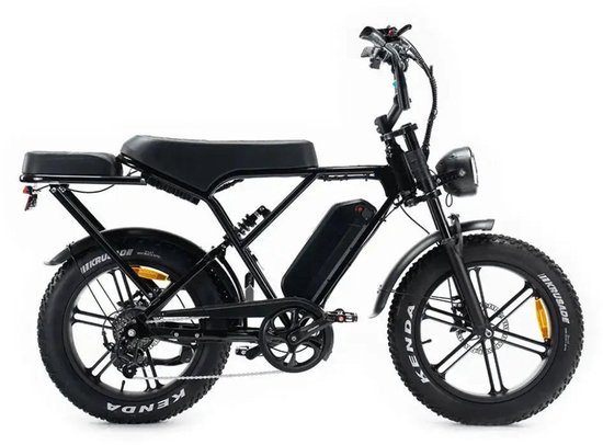 OUXI C90 Elektrische Fatbike - Inclusief Voetsteuntjes - Inclusief Achterzitje - Ingebouwd Alarmsystseem - NFC-chip - 20 Inch - 250W Motor - 7 Versnellingen - 60 km Actieradius - Hydraulische Schijfremmen - Zwart