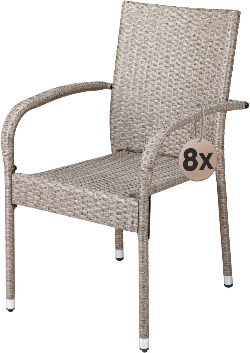 Casaria Tuinstoelen Stapelbaar – Set van 8 – 90x56x60 cm – Creme