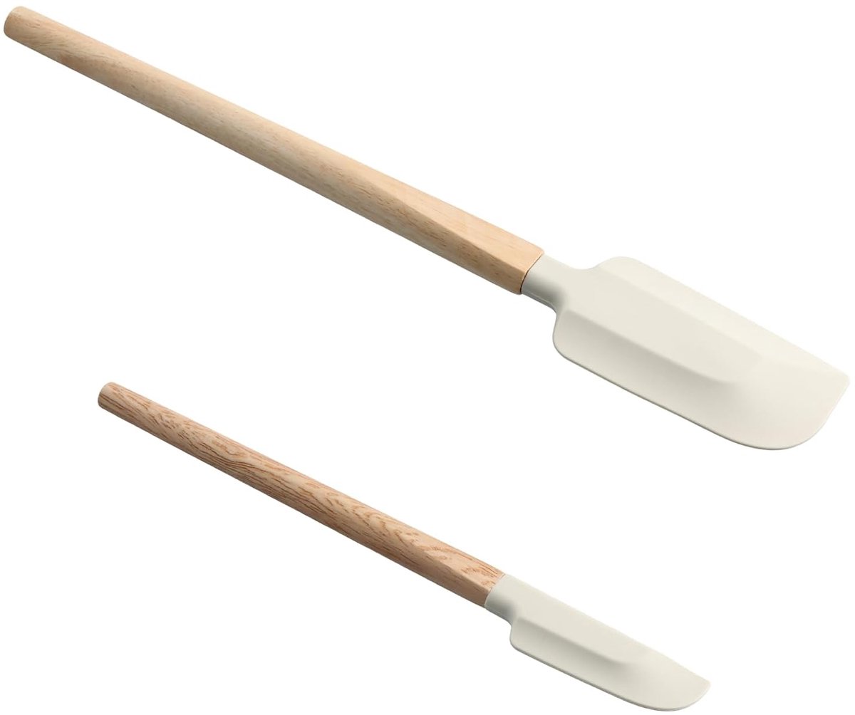 Siliconen Schrapers - Set van 2 - Houten Handvat - Multifunctioneel