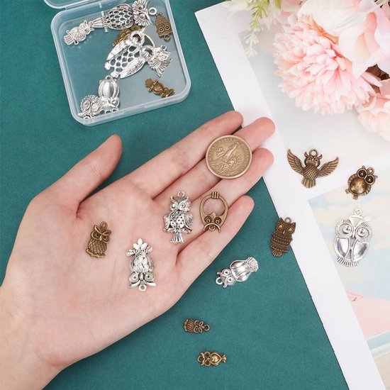 Grevosea 30 Stuks Kleurrijke Uil Bedels voor Sieraden Maken - Emaille en Metalen Hangers voor Doe-Het-Zelf Ketting, Oorbel, Armband - Schattige Dieren Sieraden Benodigdheden