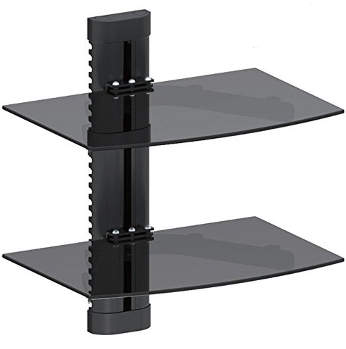 Wandrek met glazen planken voor hifi en dvd-spelers, eenvoudig wandmontage, 8 kg