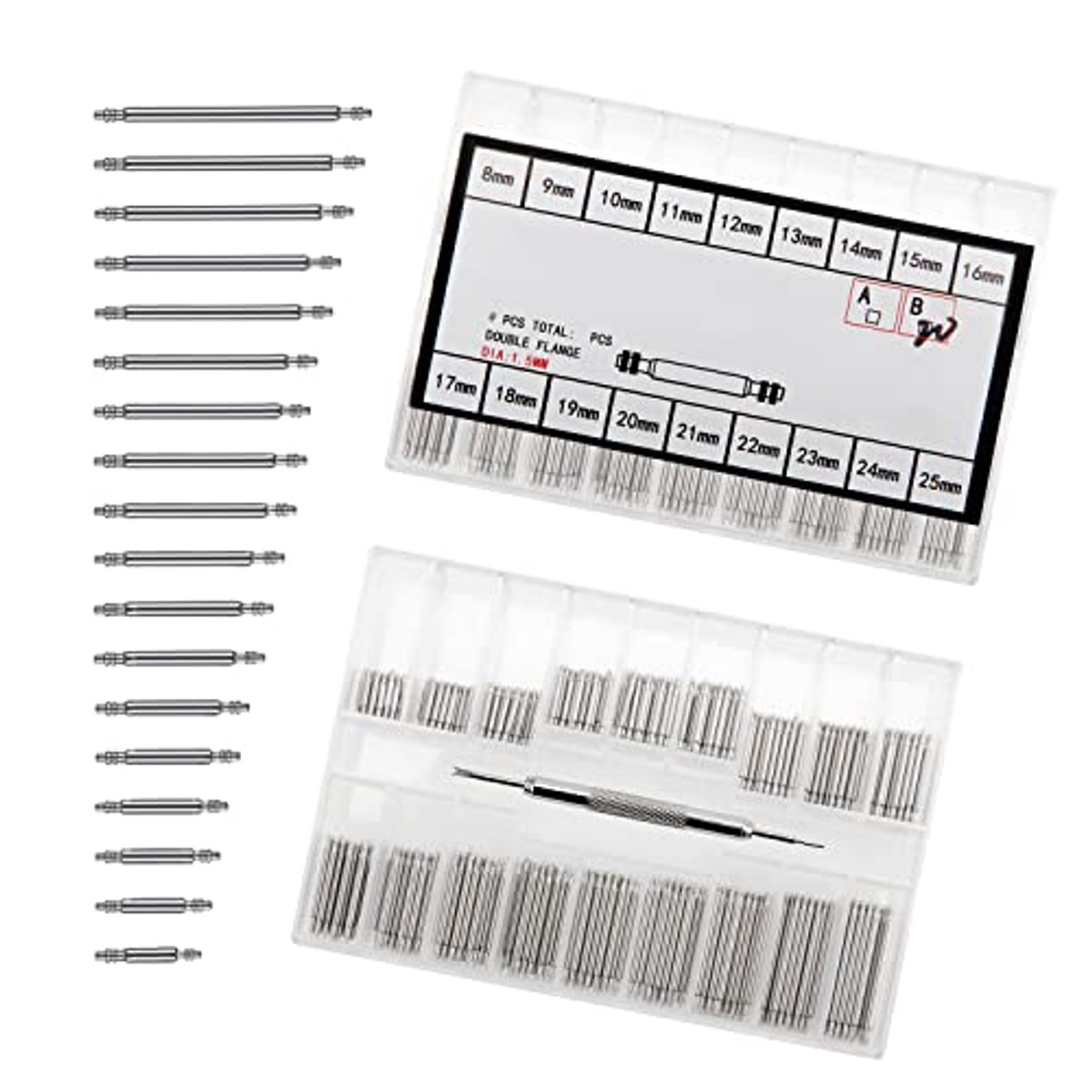 360 Stuks 1.5mm Horlogeveerstangen - Roestvrijstalen Veerstangen en Remover Tool Set