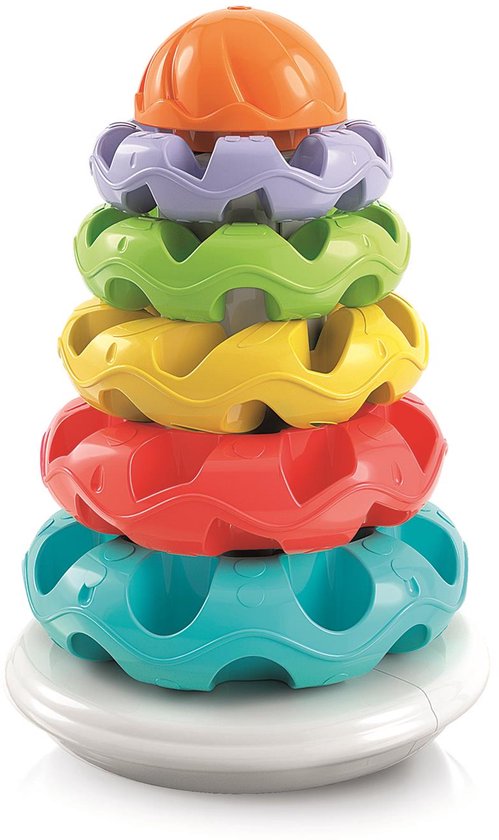 Houten stapeltoren met gekleurde ringen - EvenSnuffelen