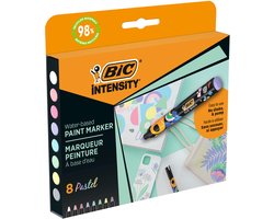 BIC Intensity Paint Markers - Pastel Verfstiften - Stiften voor Kinderen en Volwassenen - Diverse Pastel Kleuren - Watervaste Marker met Medium Pun - 8 stiften