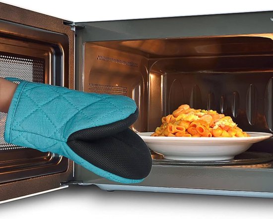 Ovenwanten en pannenlappen sets 3 stuks hittebestendige extra dikke lange ovenhandschoenen antislip kookhandschoenen draaitafel speler keuken pannenlappen voor bakken BBQ handschoen