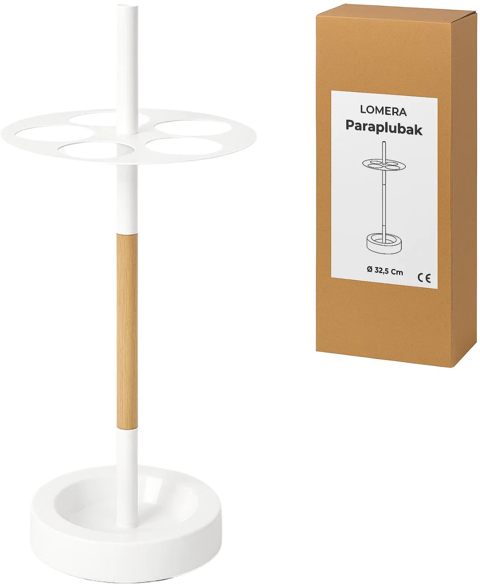 Lomera Moderne Parapluhouder - Paraplubak Metaal - Ruimte voor 5 Paraplu's - Regenwater Opvang - Stijlvolle Afwerking - Parapluhouder Rond - Houten Afwerking - Paraplubak Design - Parapluhouder Binnen - Paraplubak — cadeau in Wonen & Interieur - foto 2