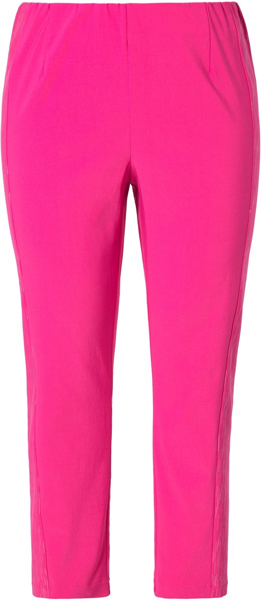 MIAMODA - Dames - Bengaline broek elastische Slim Fit metallic print - Hibiscusrood - Maat 56