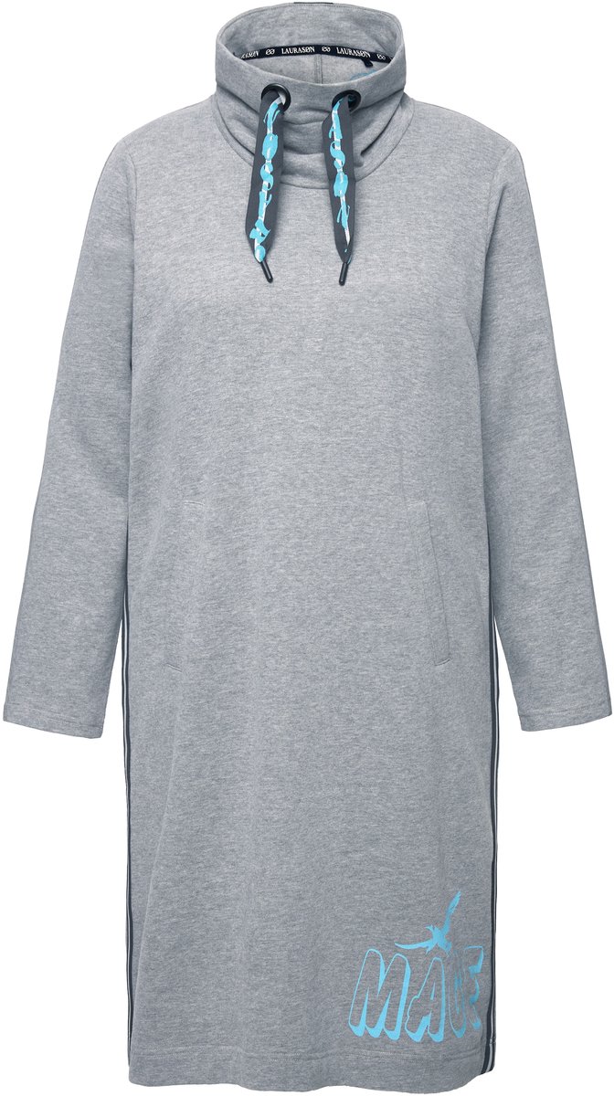 Laurasøn - Dames - Jurk lange mouwen hoge kraag - Grijs melange - Maat XL