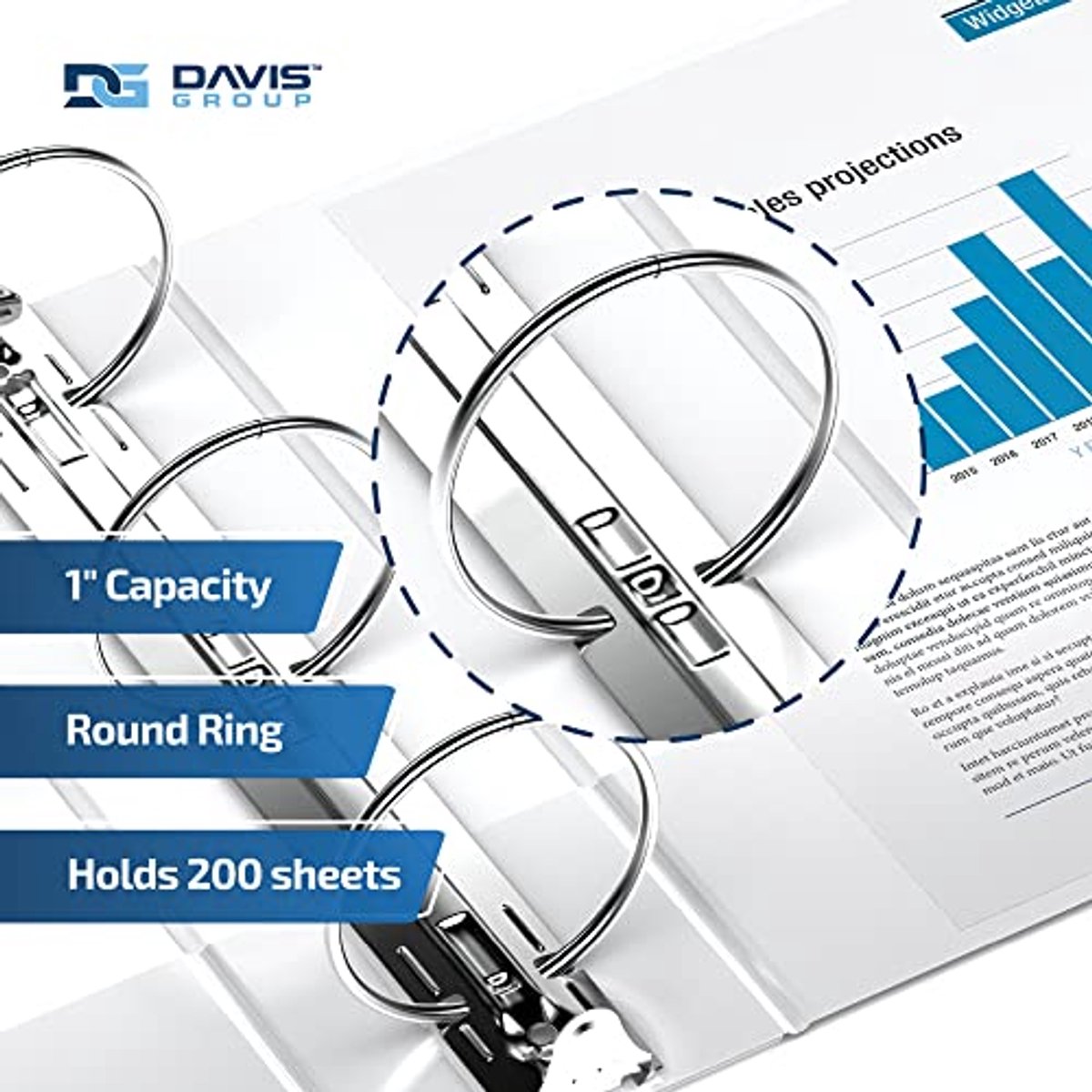 3-Ringbindmiddel voor School en Kantoor - Premium Kwaliteit, 6 Stuks, Gekleurde Ringband, 1 Inch, Wit