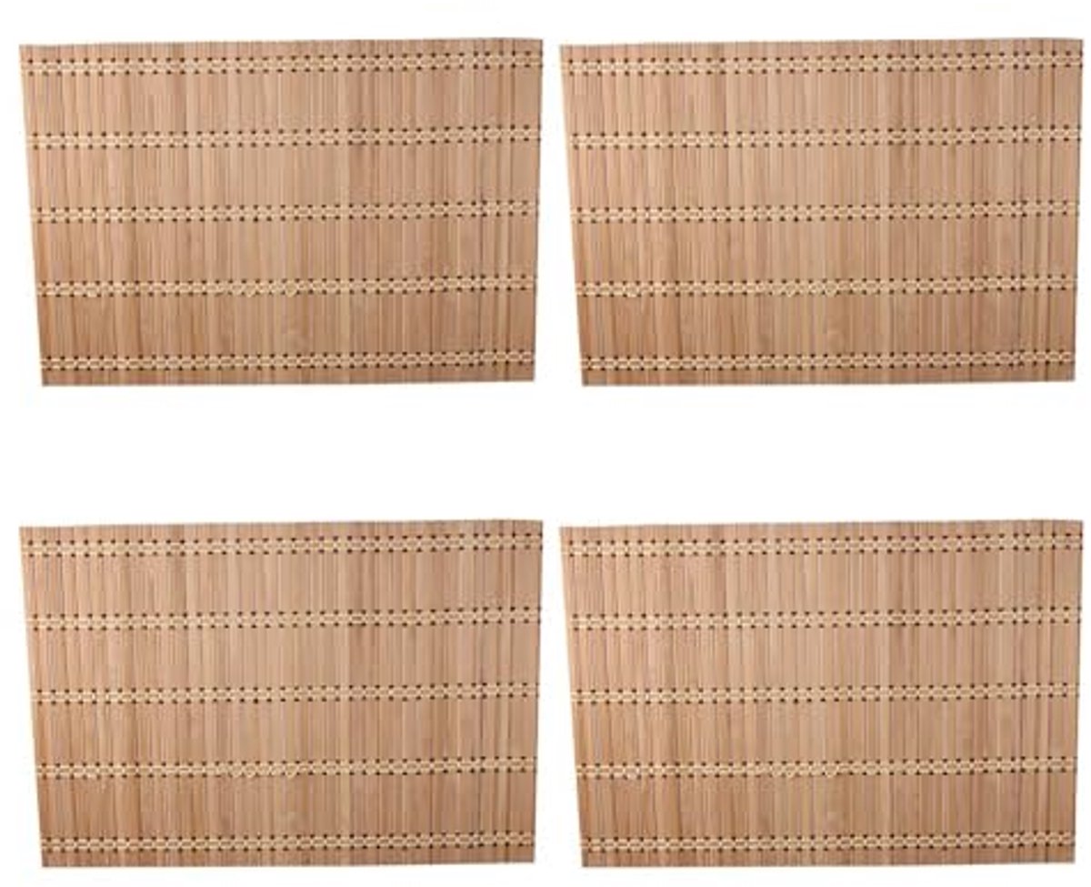 Set van 4 Natuurlijke Bamboe Placemats - Houten Antislip Placemats voor Tafelgebruik