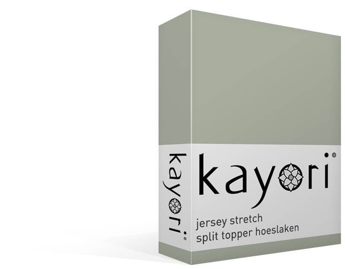 kayori Shizu jersey stretch split-topper hoeslaken - Tweepersoons - Groen