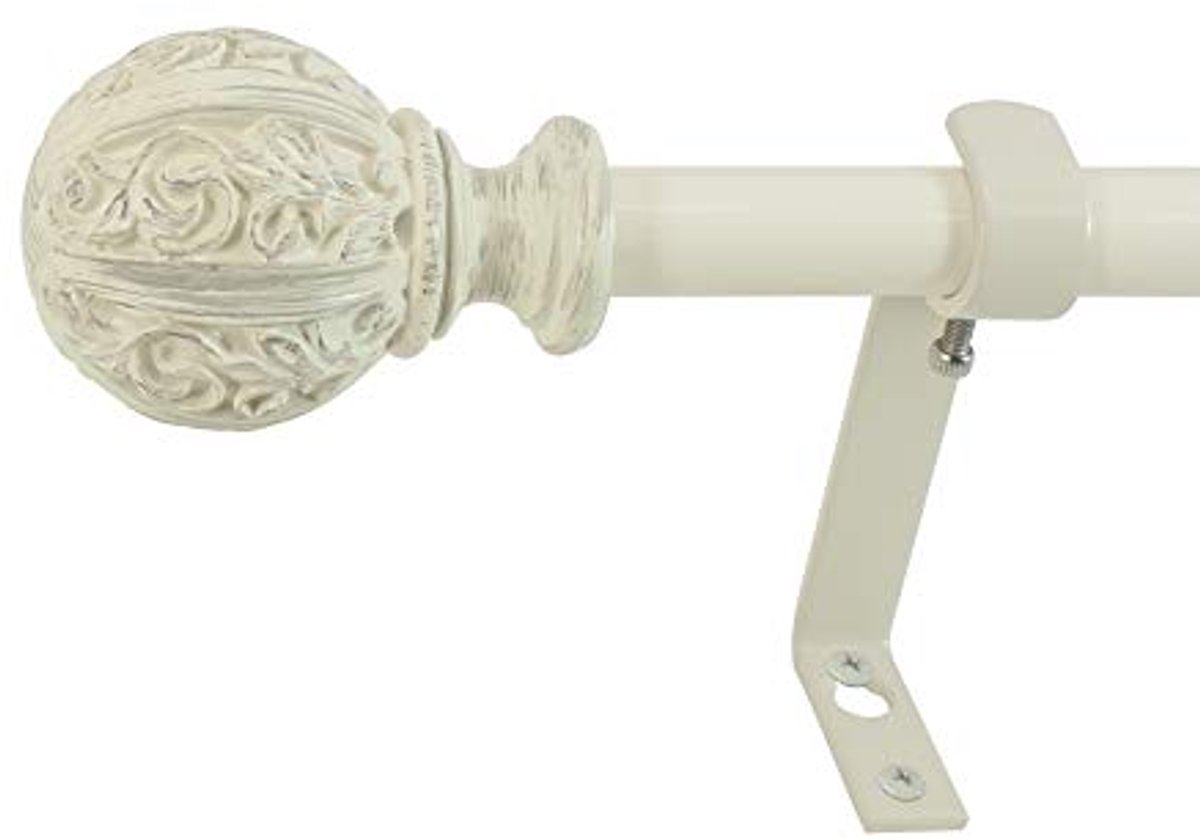 Elegante Gordijnroede Set in Distressed Ivoor - 48-86 inch