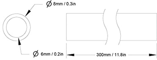 Aluminium buis, ronde aluminium buis, naadloze aluminium rechte buizen, 300mm lengte, 6mm ID & 8mm OD — afbeelding 4