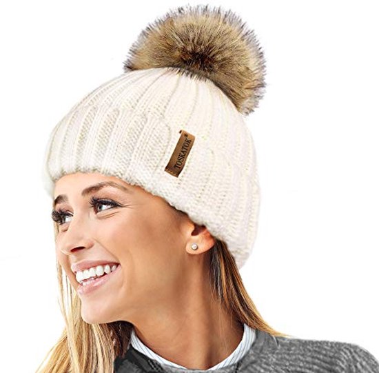 Warme Gebreide Muts met Pompon | GLACIA