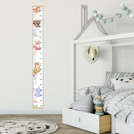 Kinder Lengtemeet - Dierentuin Groeimeter voor aan de Muur - Decoratieve Groeichart voor Baby's en Kinderen - Voor Ouders - Groeimeter - Dierentuin Print - 20 x 100 cm - 1 Stuk — afbeelding 5