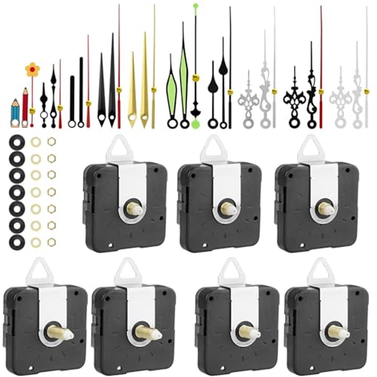 Wandklok Mechanisme Set met 10 Stijlvolle Wijzers en Stil Kwarts Bewegingsonderdelen