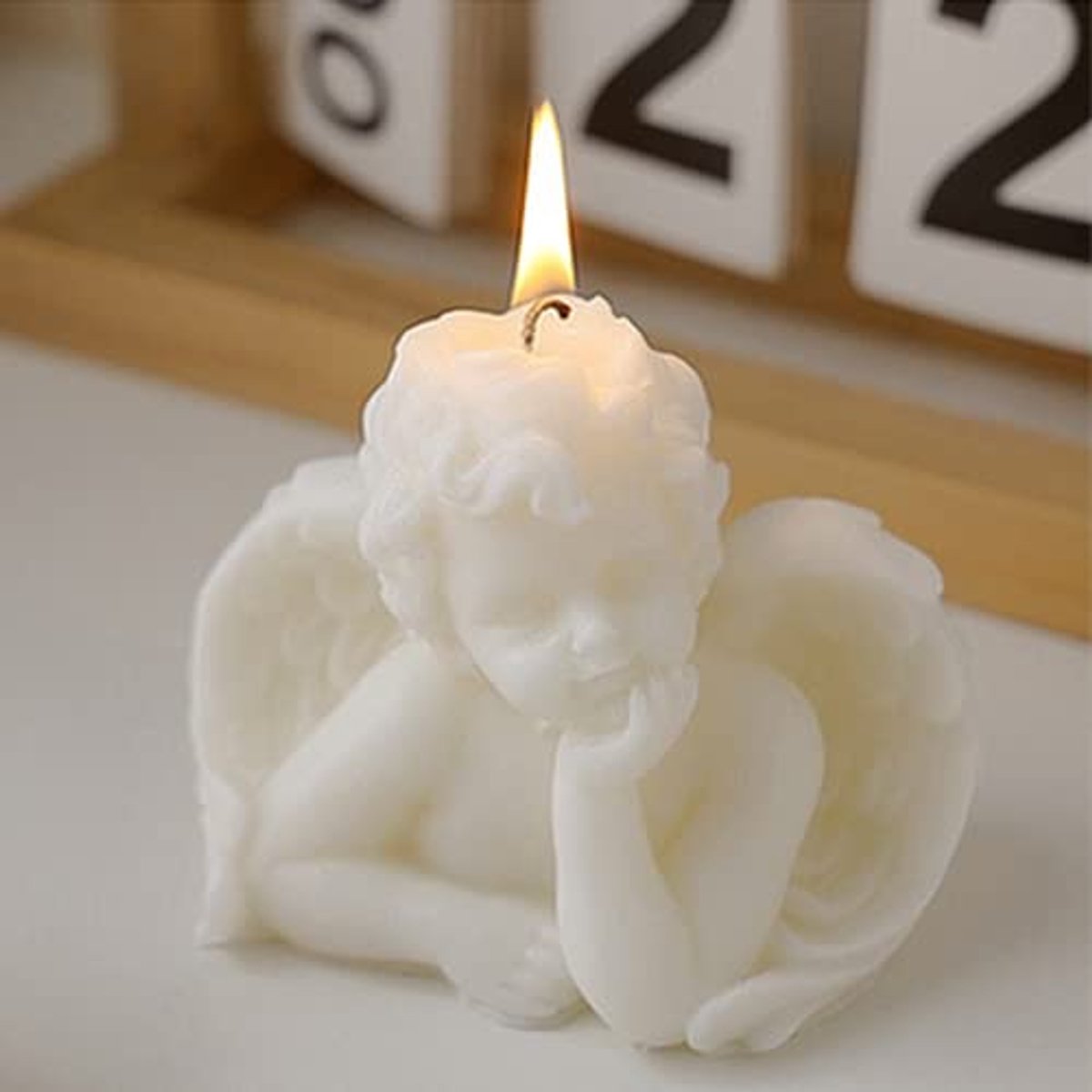 Aesthetic Witte Engel Kaarsen - Set van 2 - Geurige Soja Kaarsen voor Huisdecoratie, Badkamer, Slaapkamer en Bruiloft