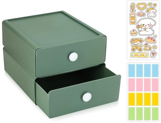 LABRIMP Stapelbare Opberglades Voor Bureau Opbergdoos Van Kunststof Ladetype Kast Zwart