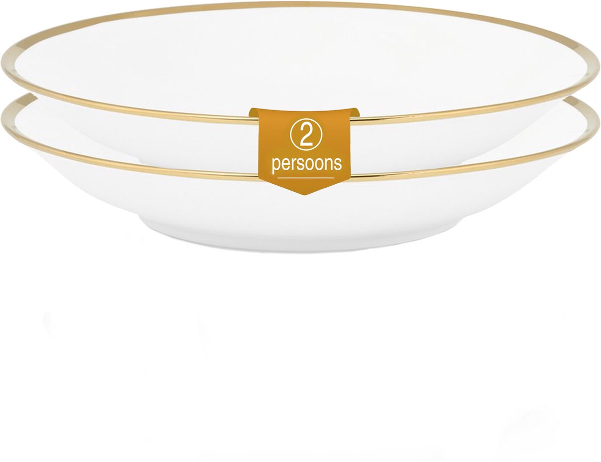 vtwonen - Basic - Set van 2 - Pastaborden - Wit - Porselein - 25,5cm