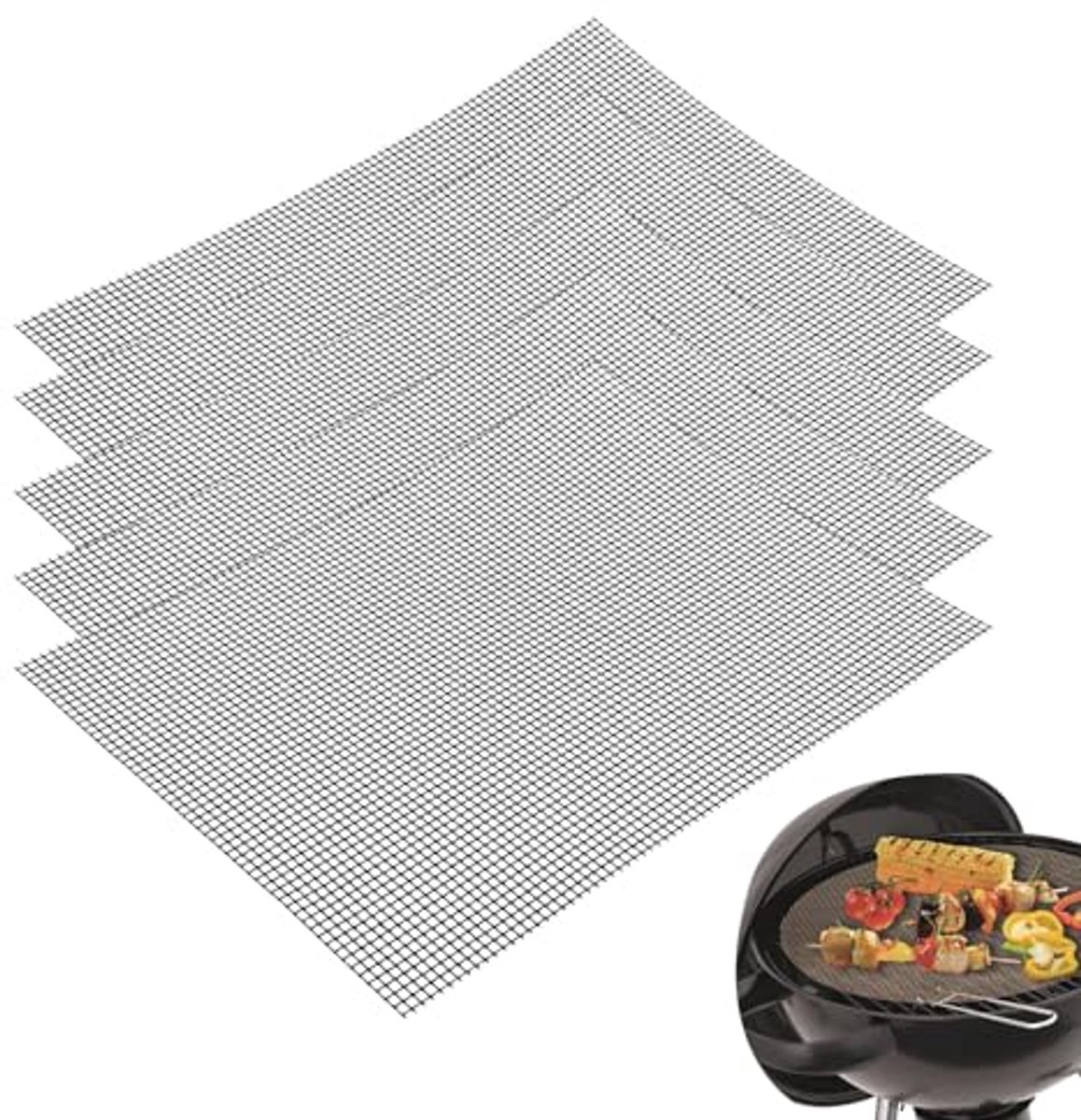 Grillmat Set van 5 - Anti-aanbak Rooster voor Gas- en Houtskoolgrills - 42 x 36 cm