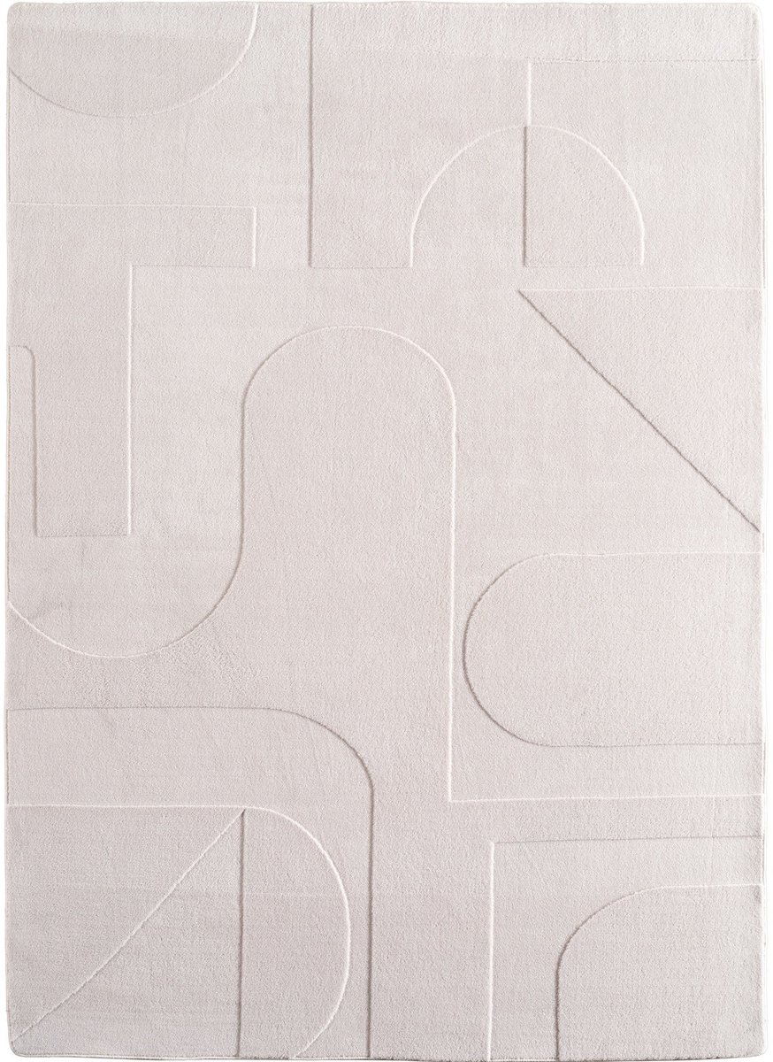 Muratap Japandi Vloerkleed - Hoogpolig - Scandinavisch Design - 3D-Effect - Creme- 80x250 CM