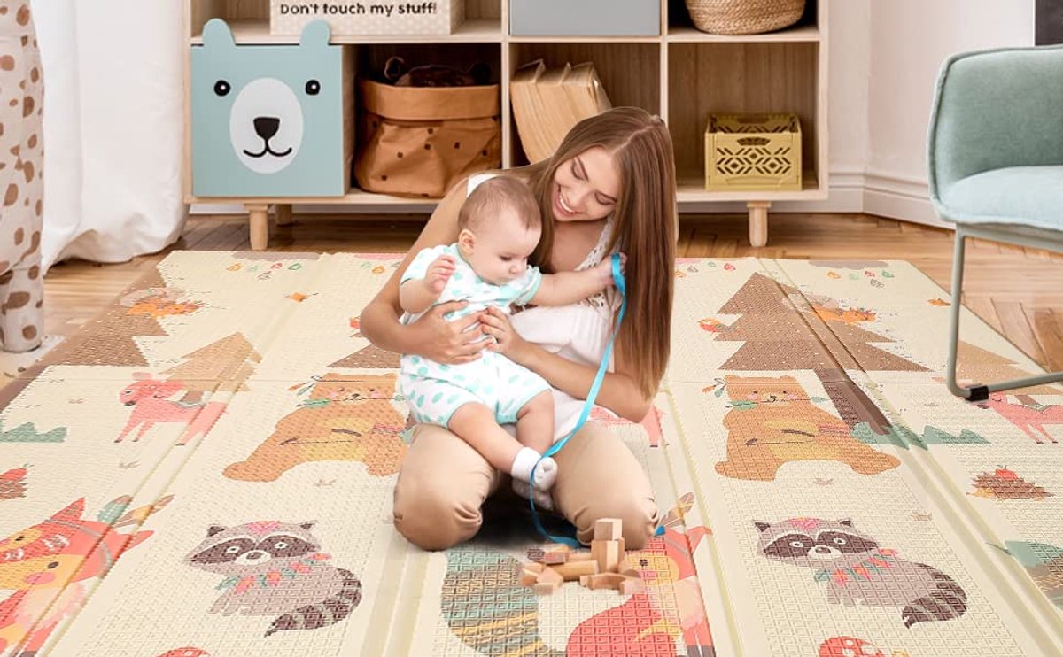 Baby Speelmat - Kruipkleed Peuters - Veilig Spelen - Dubbelzijdig Bedrukt - 195x148 cm Opvouwbaar - Meerkleurig — afbeelding 10